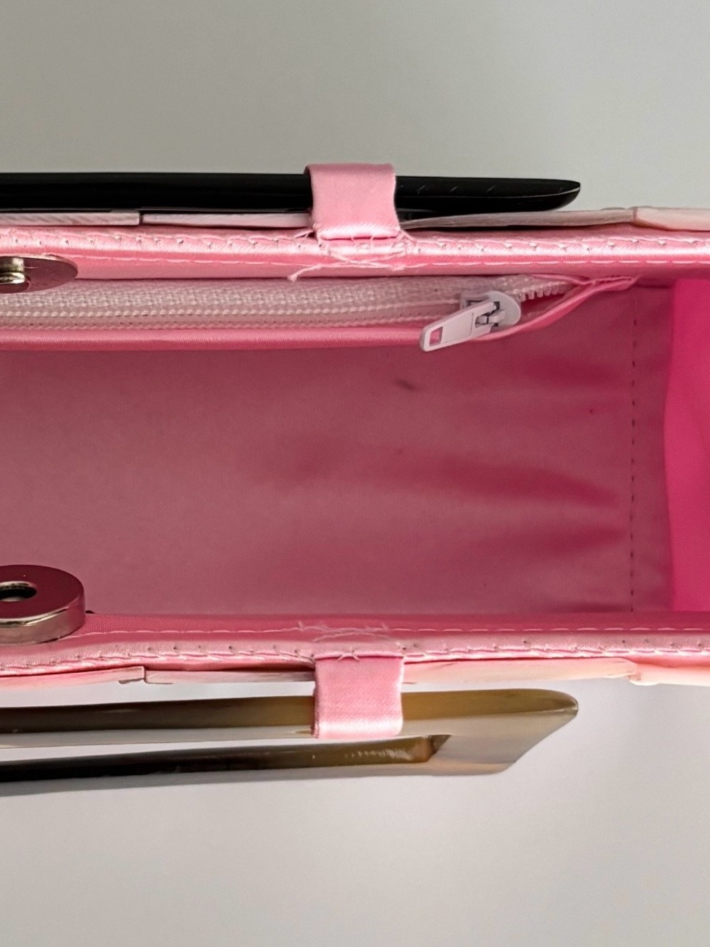 Pink Iridescent Shell Tile Mini Bag with Rectangular Handle - Picture 9 of 11